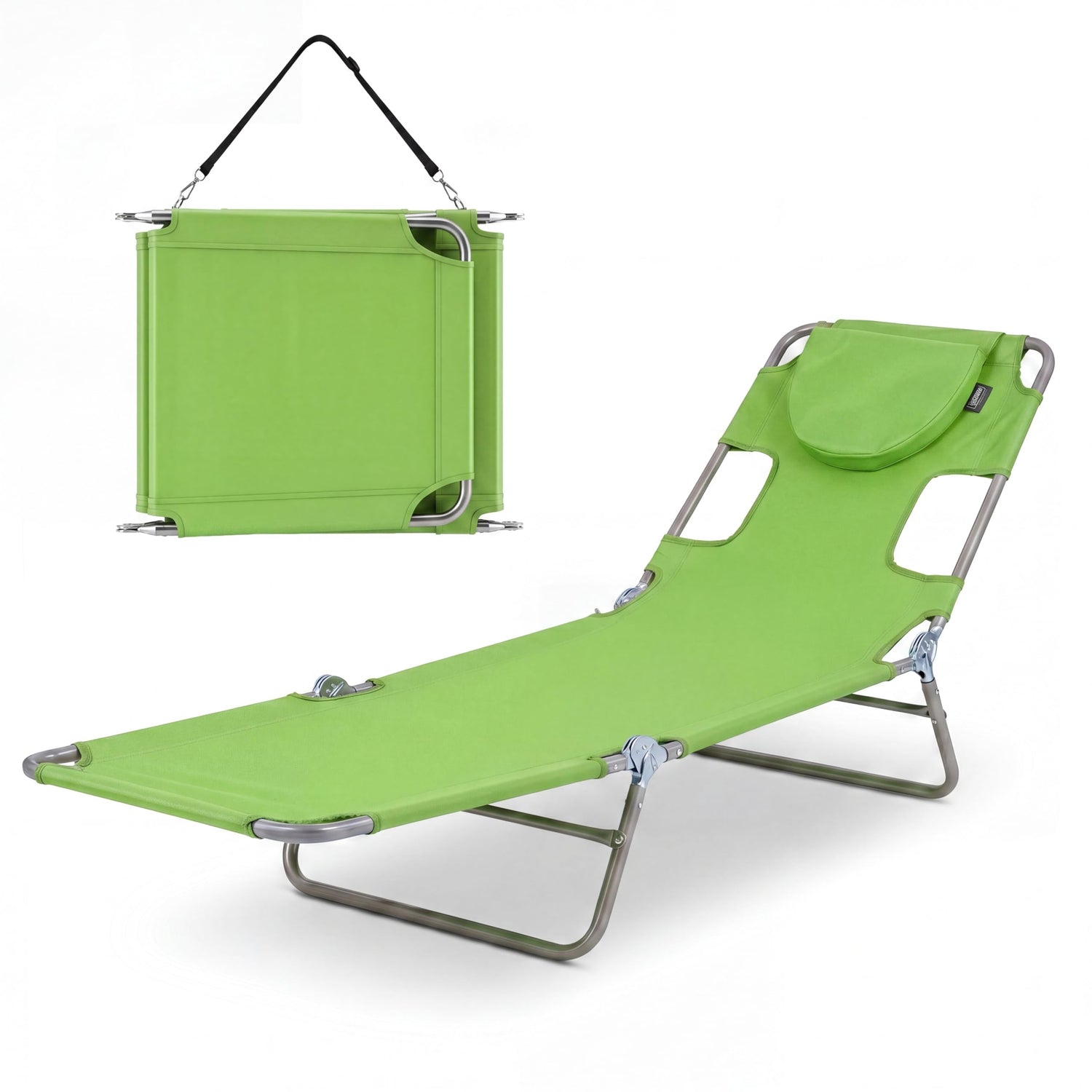 GYMAX Tanning Chair 330lbs Beach Chairs with Face Hole(1/2)