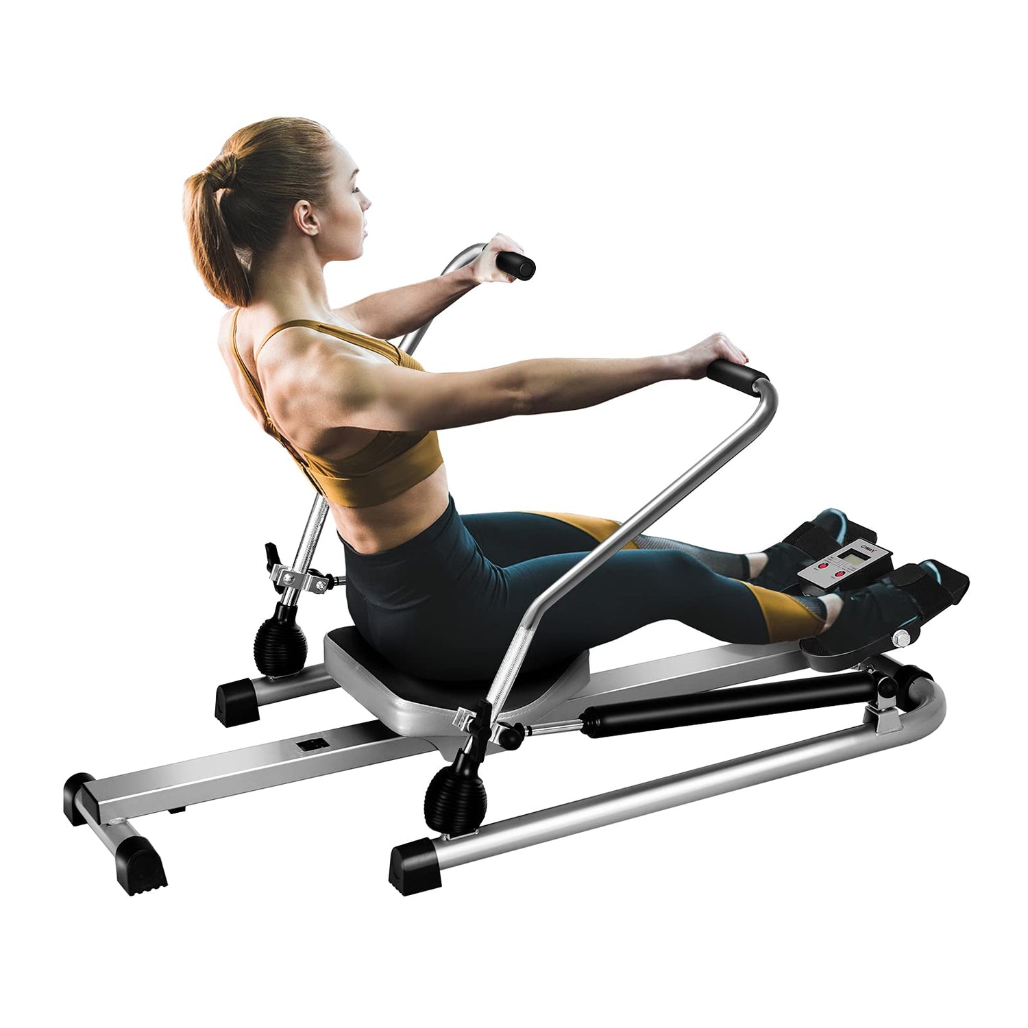 GYMAX Rowing Machines for Home Hydraulic Rower with LCD Monitor