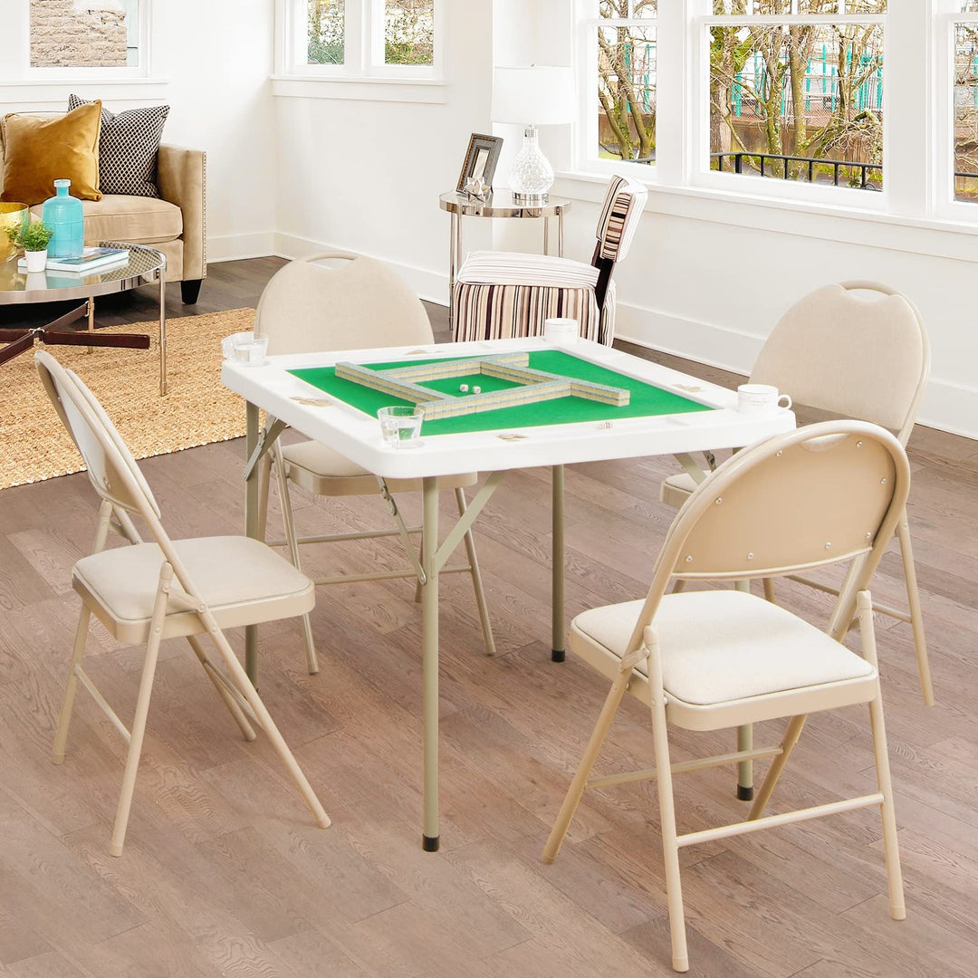 GYMAX  Folding Square 4 Player Card Table