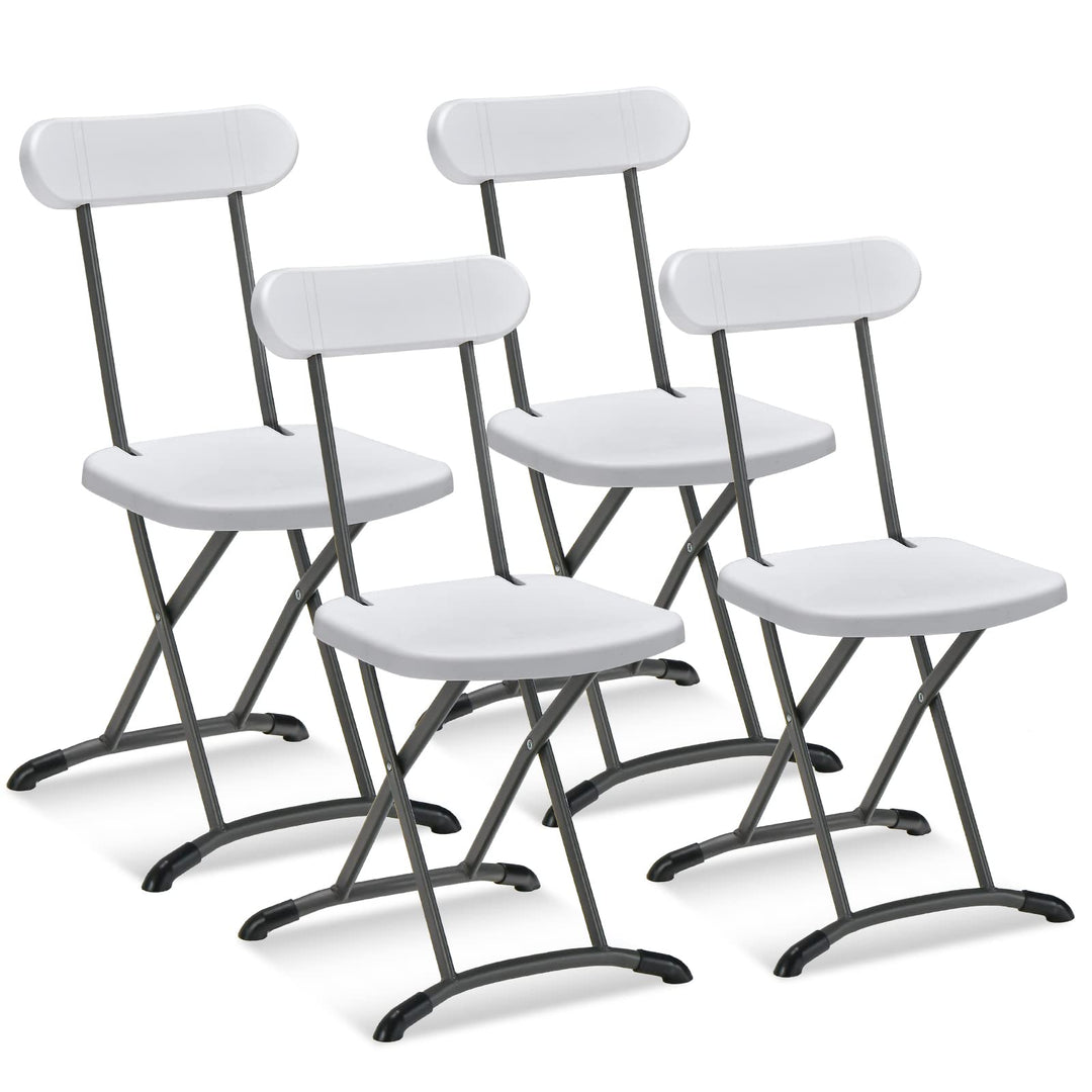 GYMAX Folding Chair, 400lbs Plastic Chairs Set with Steel Frame & Ergonomic Curved Back, Indoor & Outdoor Commercial Event Seat for Meeting