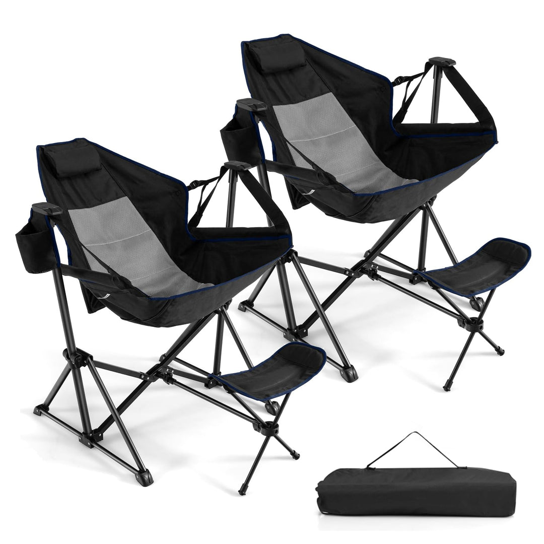 GYMAX Hammock Camping Chair, Folding Camp Chair with Detachable Footrest, Adjustable Backrest