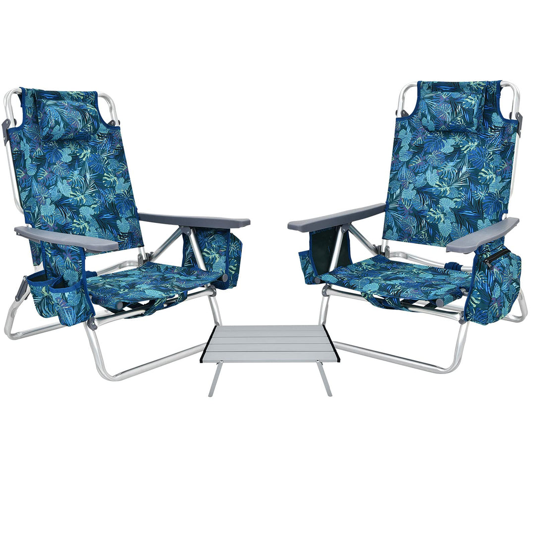 GYMAX Beach Chairs, 2/4-Pack Backpack Camping Chair with Armrest, Cooler Bag, Cup Holder