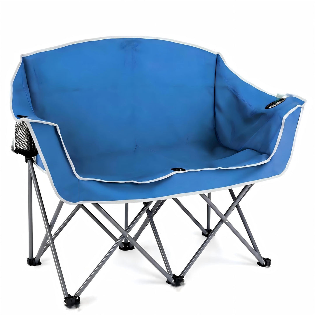 GYMAX Double Camping Chair Oversized Padded 660LBS Heavy Duty Loveseat