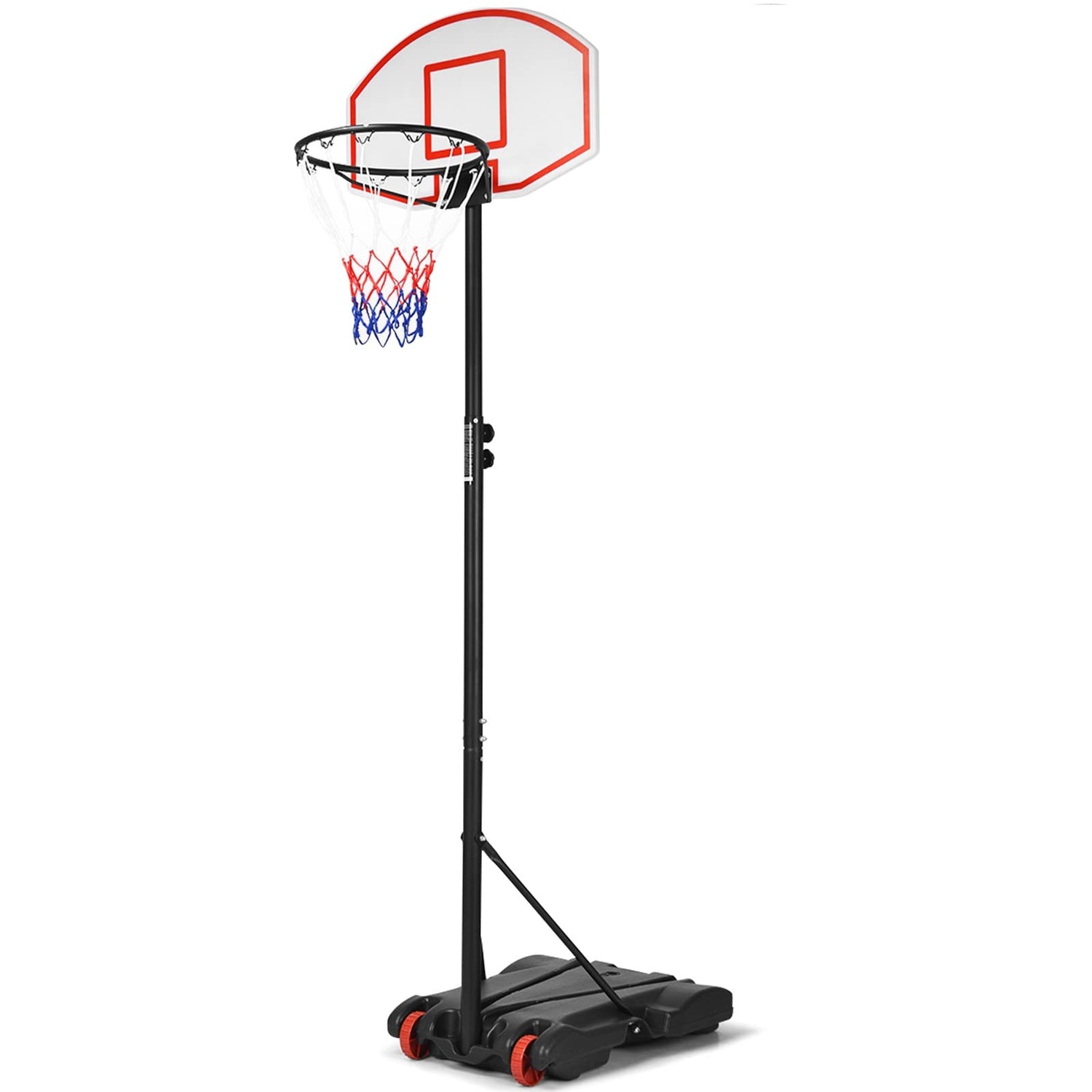 GYMAX Basketball Hoop, 7.1-8.1FT Adjustable Basketball System w/Shatterproof Backboard, Fillable Base, 2 Wheels & Nets