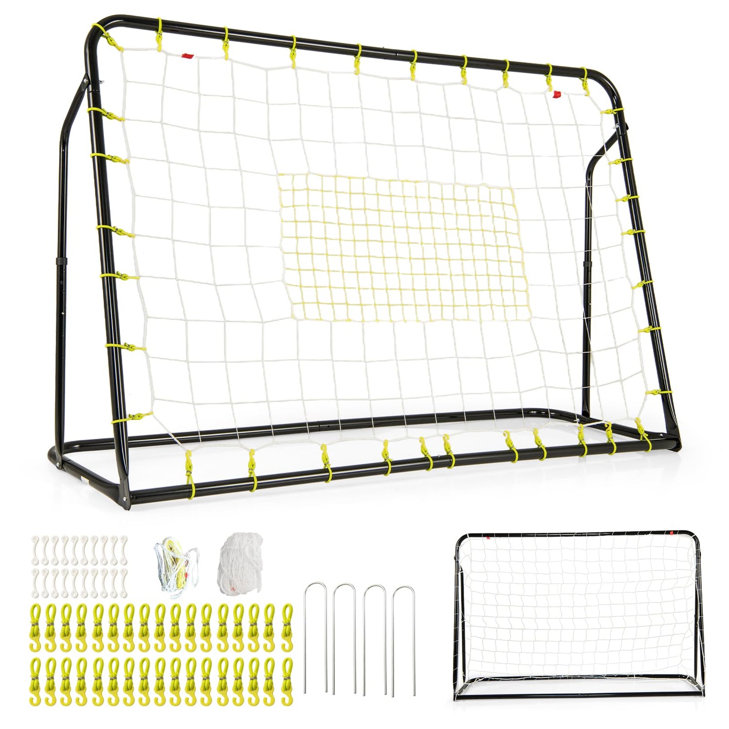 GYMAX Soccer Rebounder, 6.1' x 4' Angle-Adjustable Soccer Rebounding Net with All-Weather PE net & Metal Frame, Easy Setup Soccer Goal