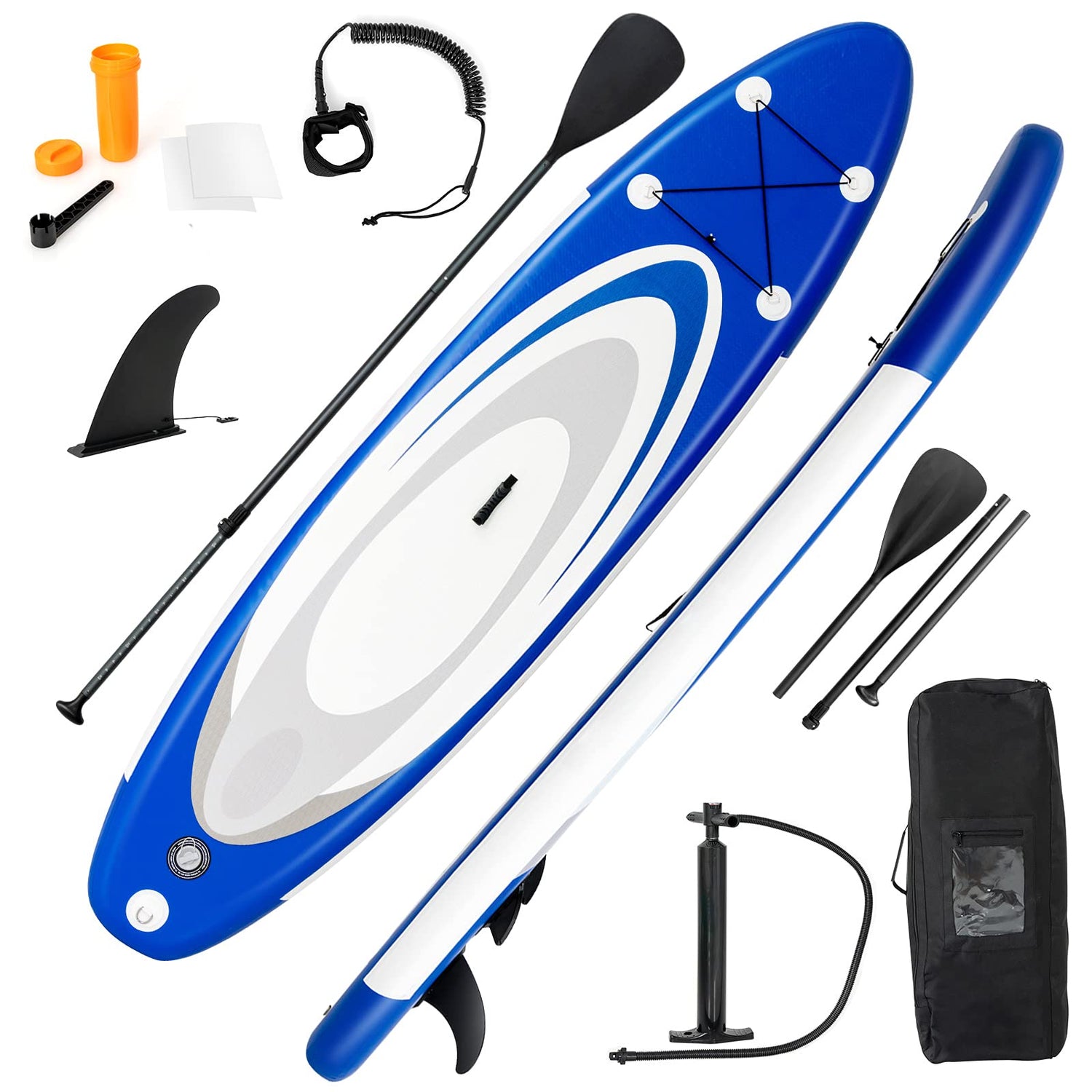 GYMAX Inflatable Stand Up Paddle Board, 6” SUP with Premium Complete Accessories for All Skill Level
