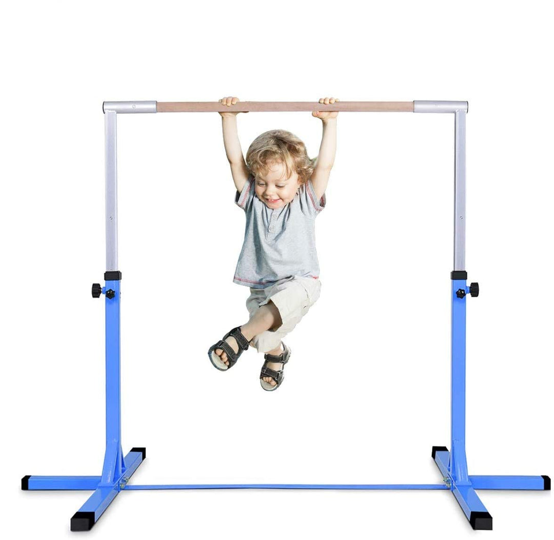 GYMAX Gymnastics Bar, Junior Training Steel Bar Height Adjustable, Gymnastics Equipment for Kids Home Training