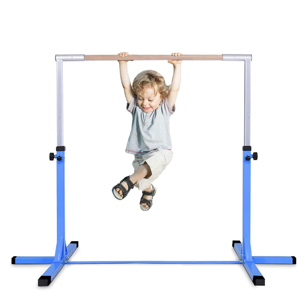 GYMAX Gymnastics Bar, Junior Training Steel Bar Height Adjustable, Gymnastics Equipment for Kids Home Training