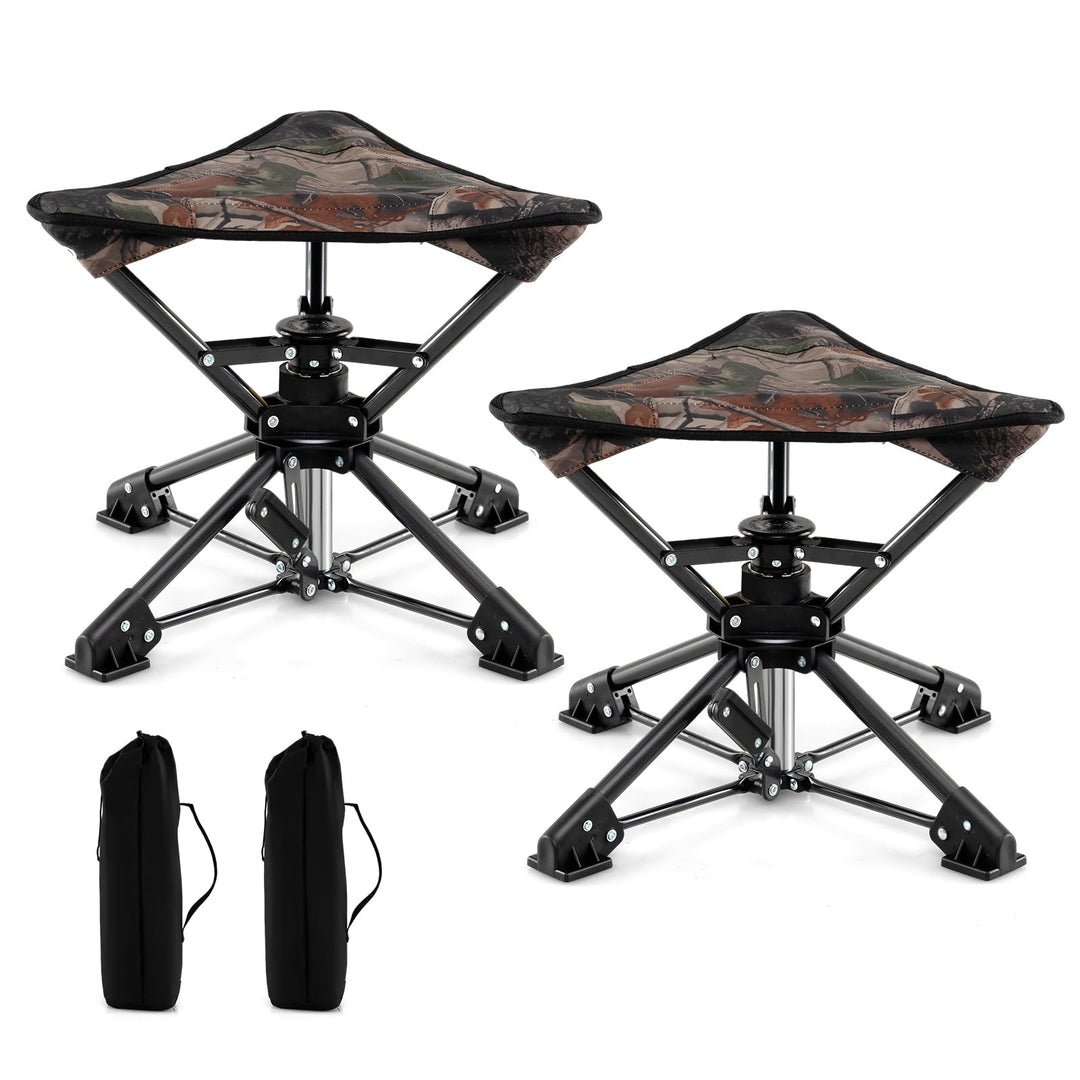 GYMAX 360° Swivel Camping Stool Portable Folding Stool Seat