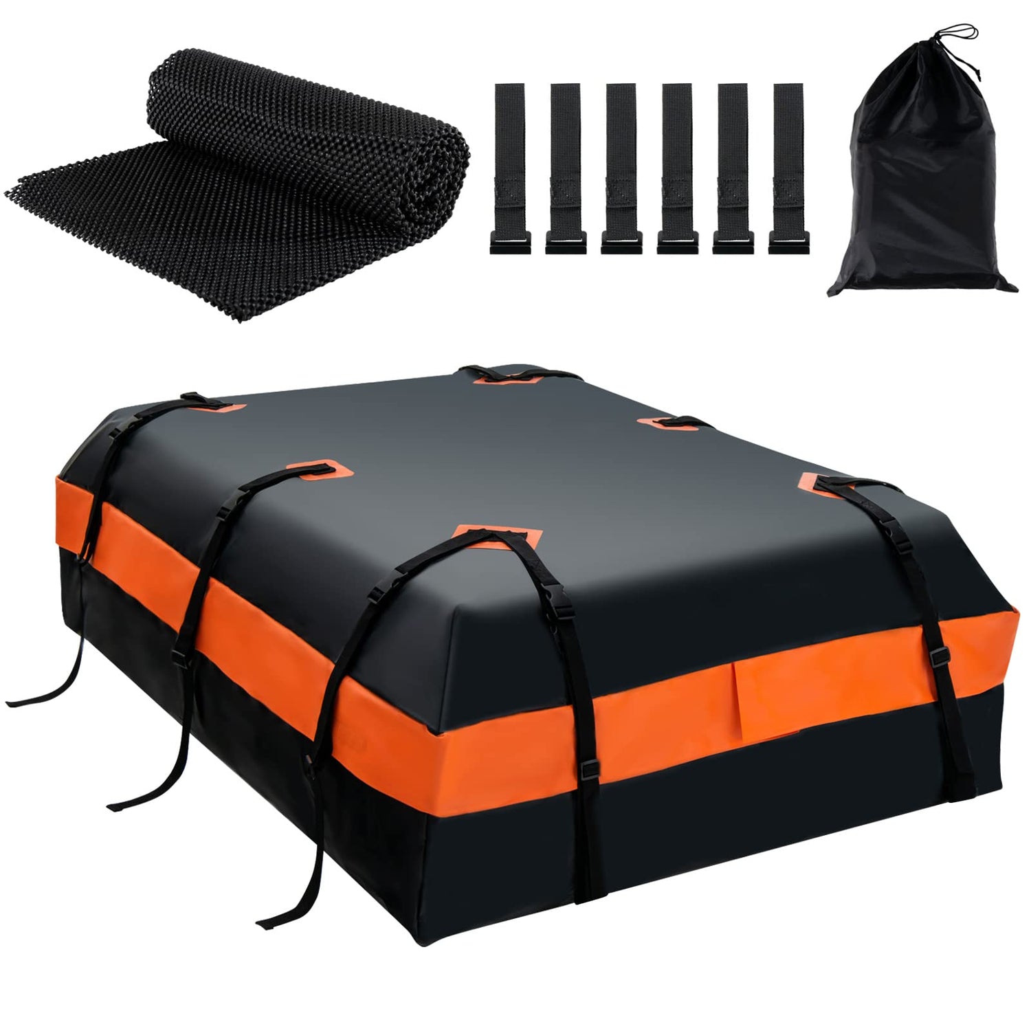 GYMAX Rooftop Cargo Carrier, 21 Cubic Feet Roof Rack Cargo Carrier, 700D Waterproof Car Top Luggage Bag with 6 Door Hooks