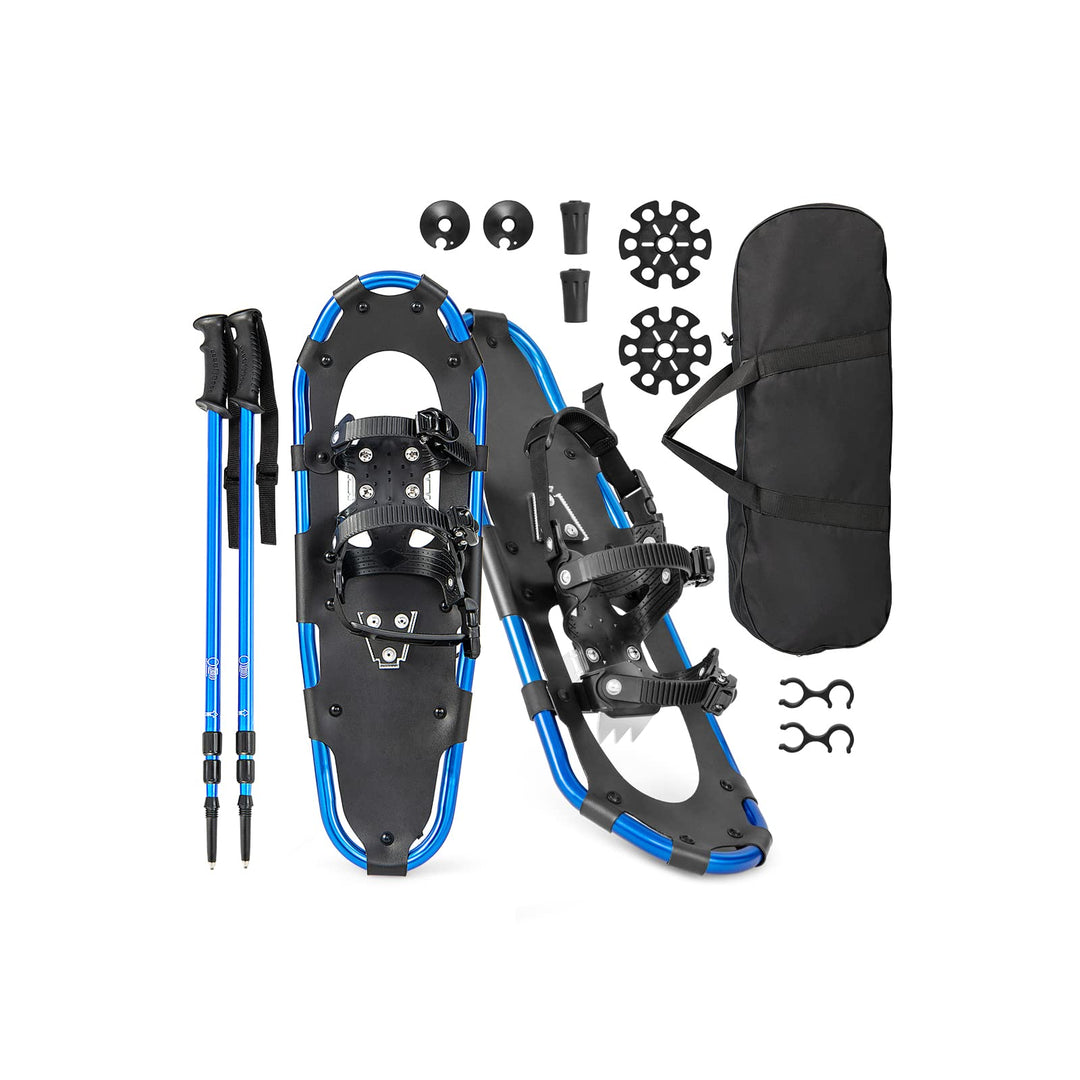 GYMAX  21/25/30 inch 3 in 1 Snowshoes Trekking Poles Bundle