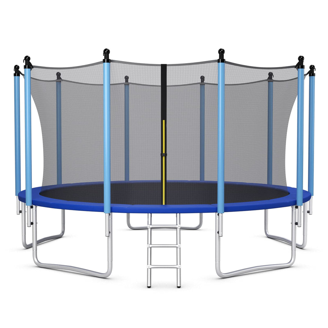 GYMAX Trampoline, 8FT 10FT 12FT 14FT 15FT 16FT Recreational Trampolines w/Safety Enclosure Net & Ladder - ASTM Certificated