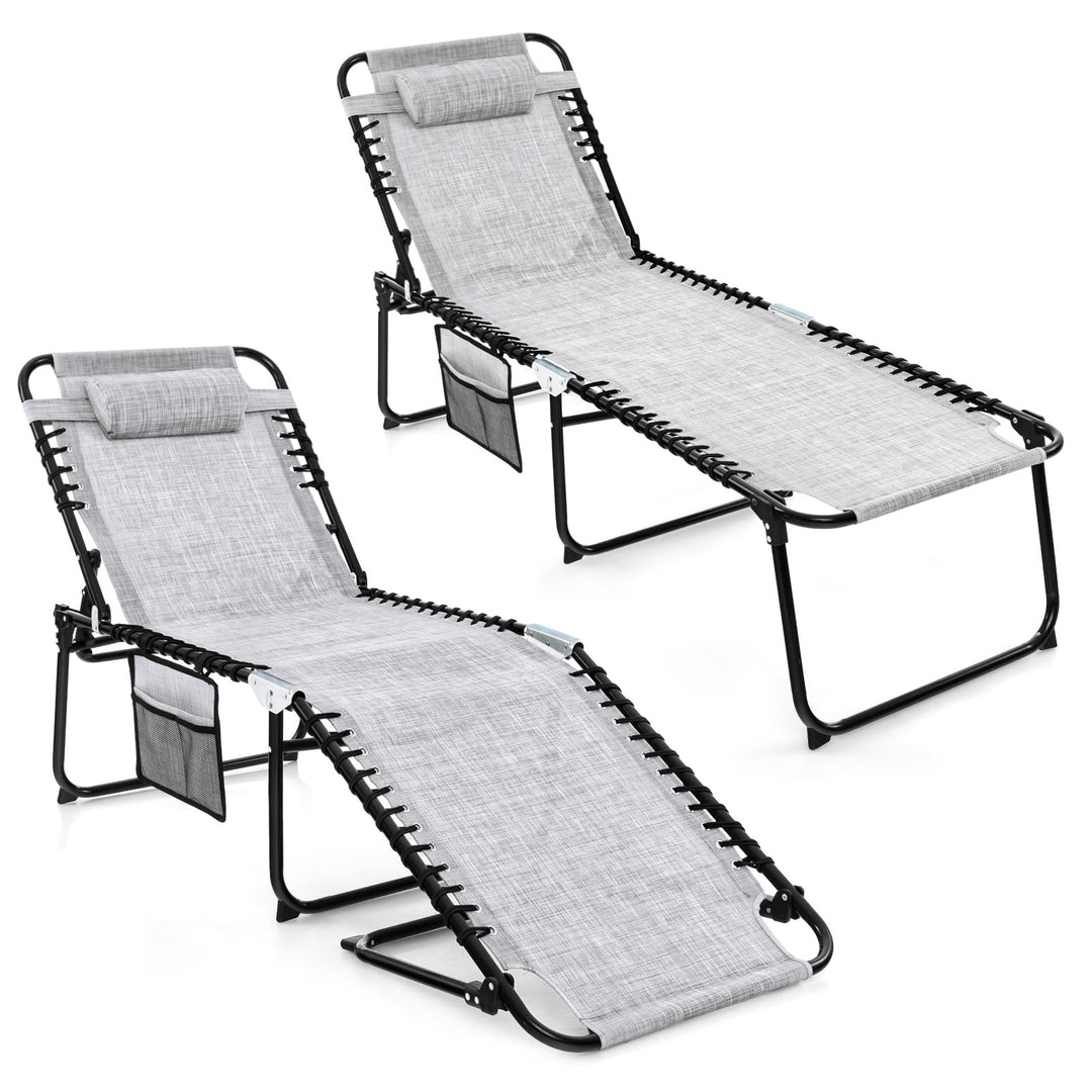 GYMAX Lounge Chairs for Outside, Extra High Folding Beach Tanning Lounger with Adjustable Backrest