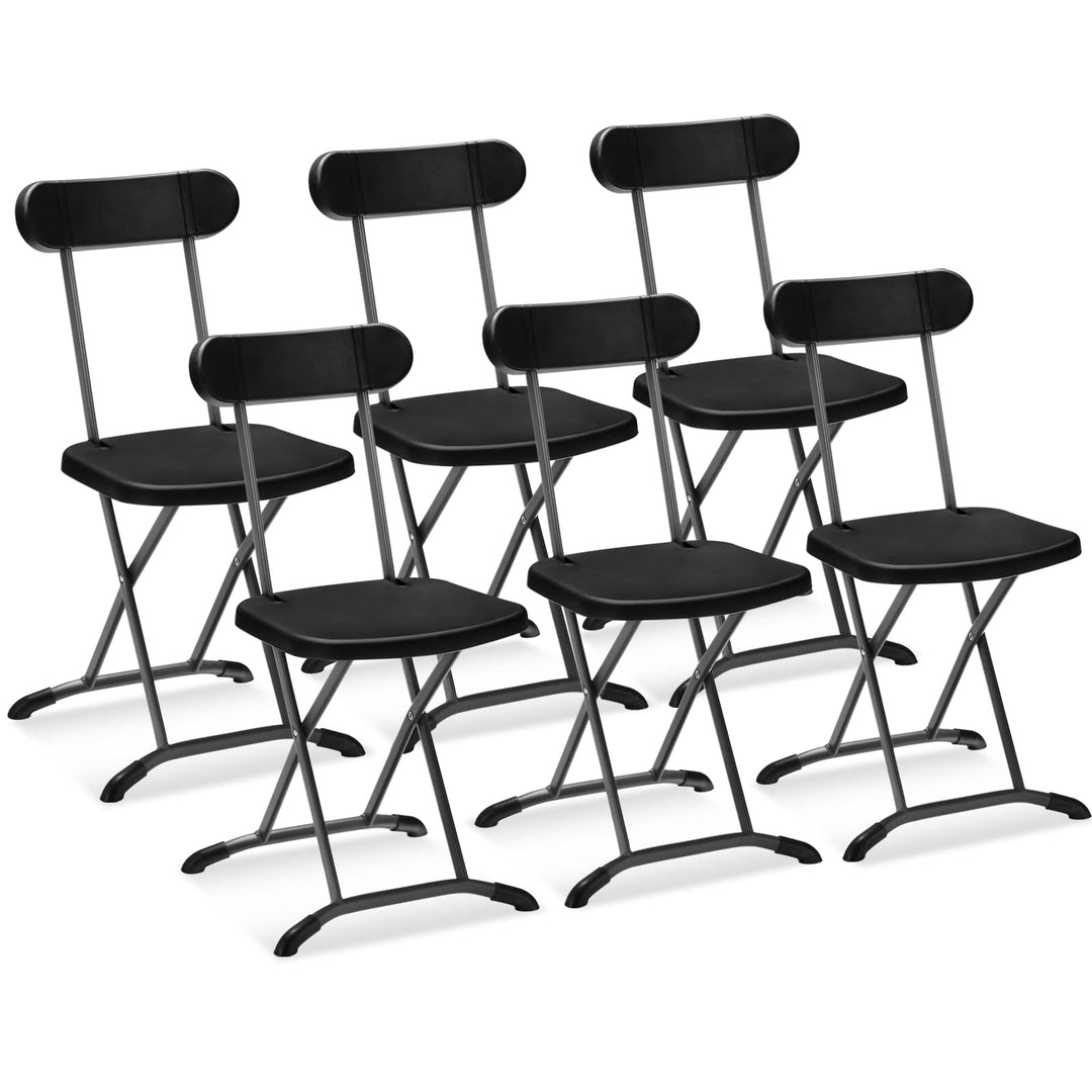 GYMAX Folding Chair, 400lbs Plastic Chairs Set with Steel Frame & Ergonomic Curved Back, Indoor & Outdoor Commercial Event Seat for Meeting