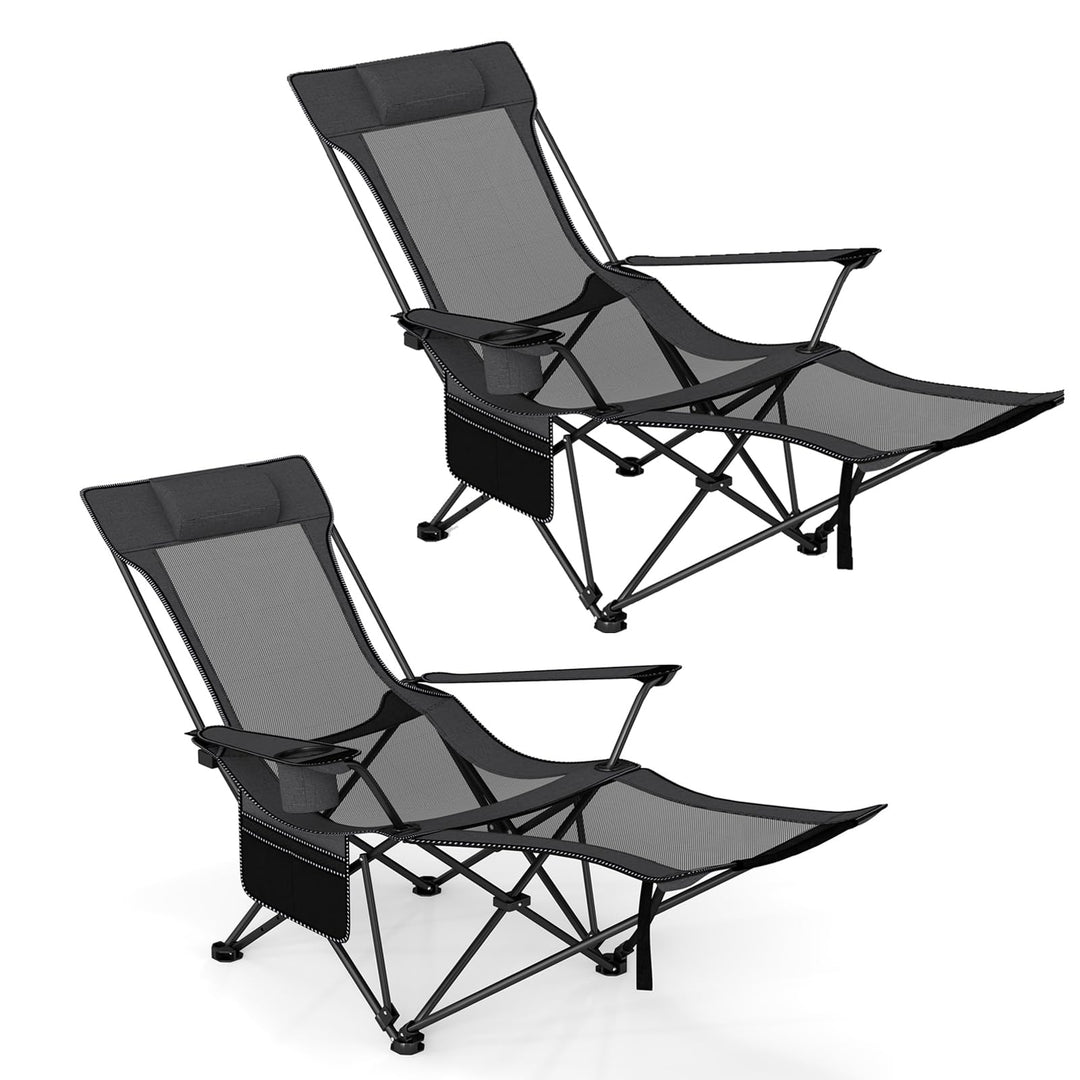 GYMAX Reclining Camping Chairs with Footrest