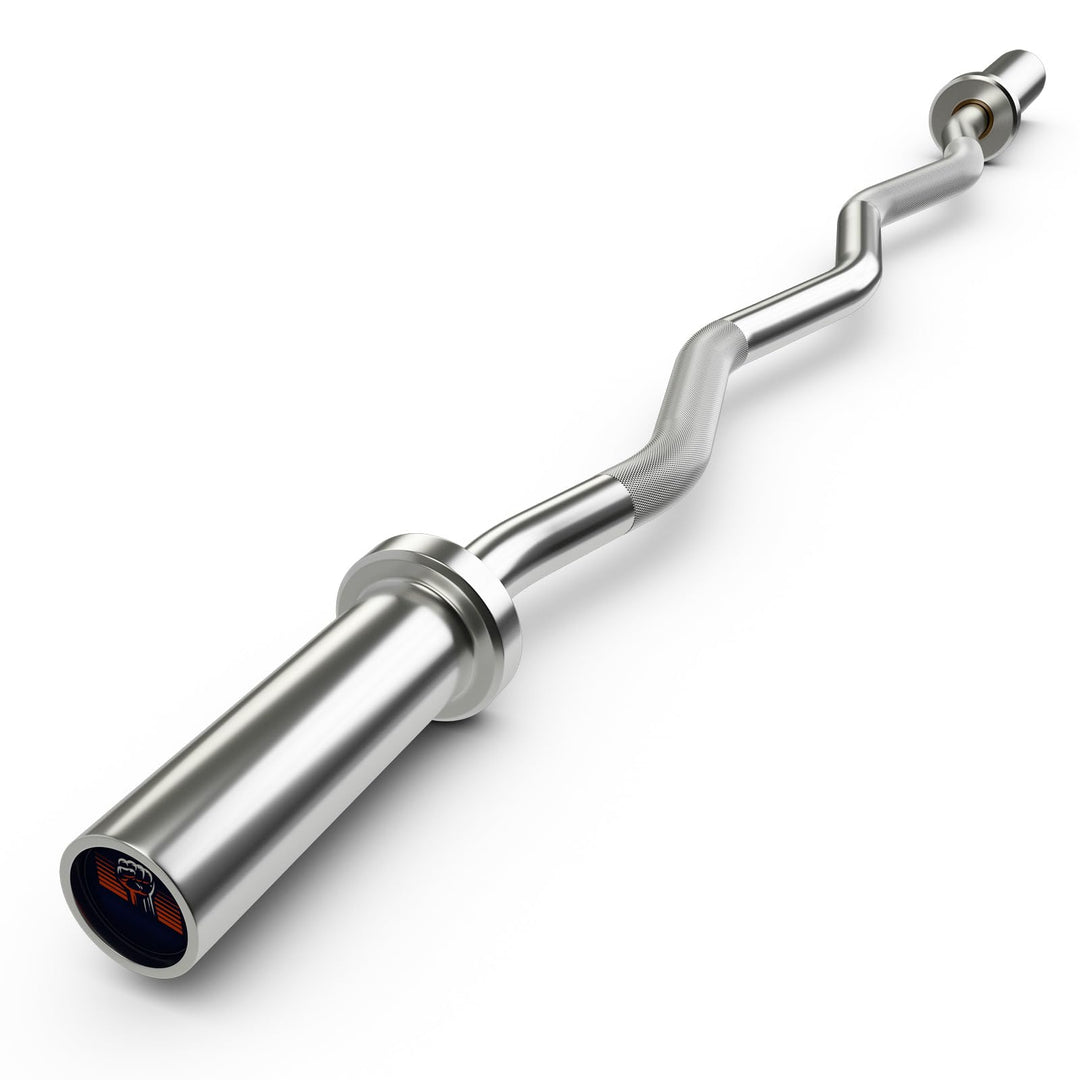 GYMAX Curl Bar, 47” EZ Curl Bar with Copper Sleeve and Bearing Connection