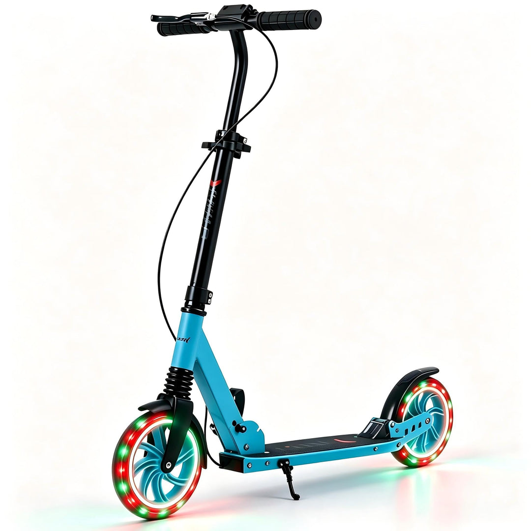 GYMAX Kick Scooter for Teens & Adults 8+8” Light-up Wheels 220lbs