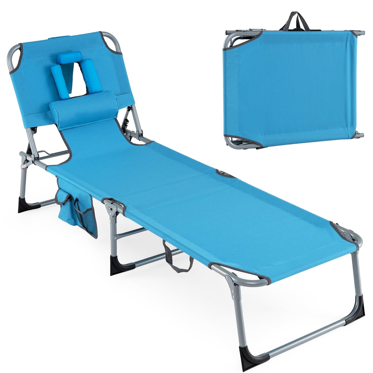 GYMAX Tanning Chair with Face Hole Sun Bathing Lounge Chairs（1/2）