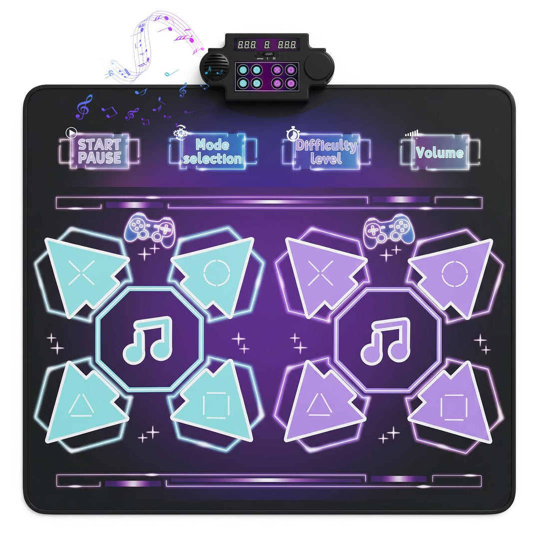 Gymax 2-Player Dance Mat | Electronic Dancing Music Playmat w/LED Lights