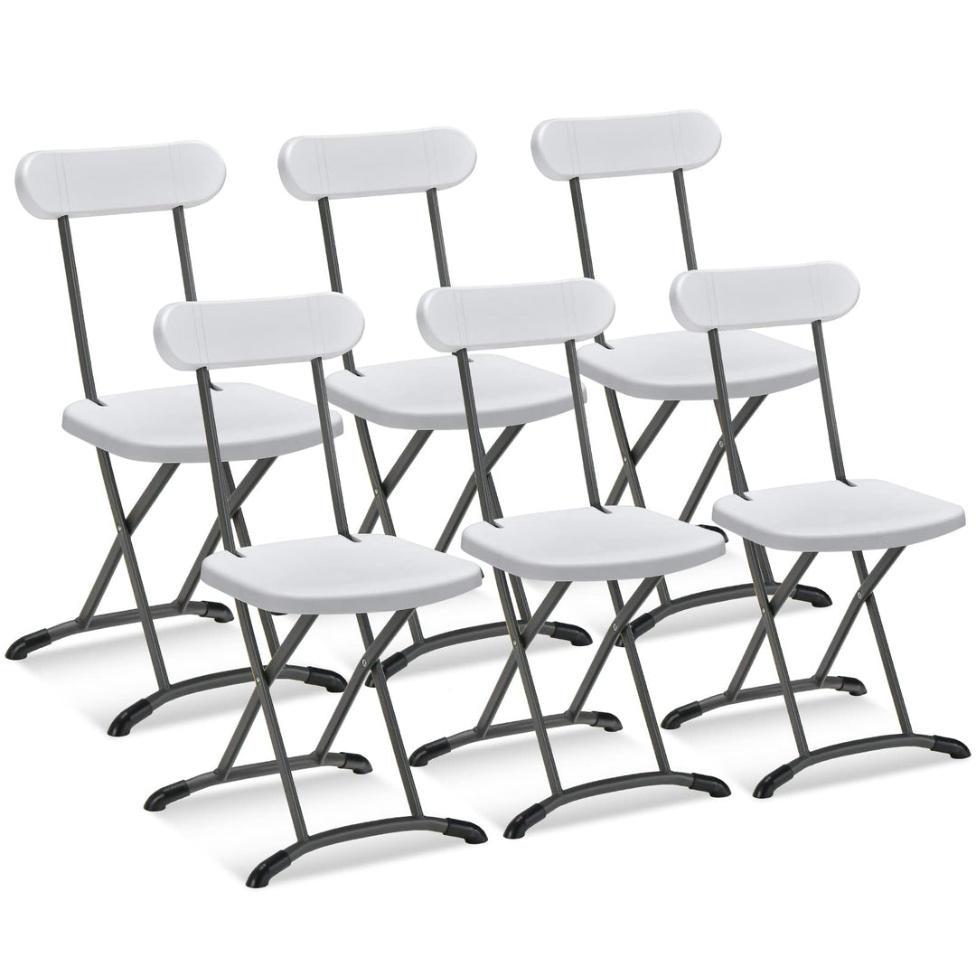 GYMAX Folding Chair, 400lbs Plastic Chairs Set with Steel Frame & Ergonomic Curved Back, Indoor & Outdoor Commercial Event Seat for Meeting