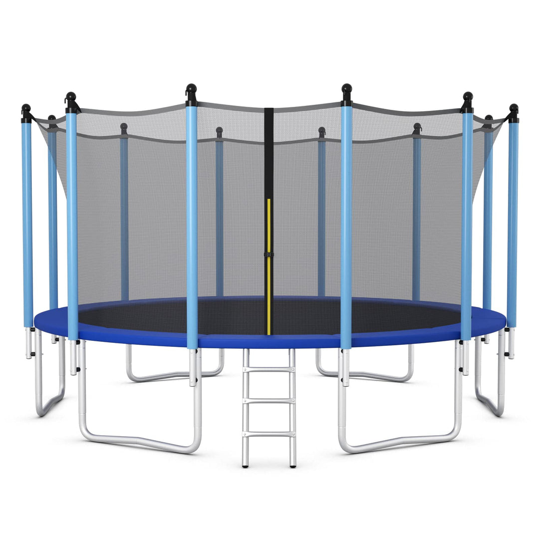 GYMAX Trampoline, 8FT 10FT 12FT 14FT 15FT 16FT Recreational Trampolines w/Safety Enclosure Net & Ladder - ASTM Certificated