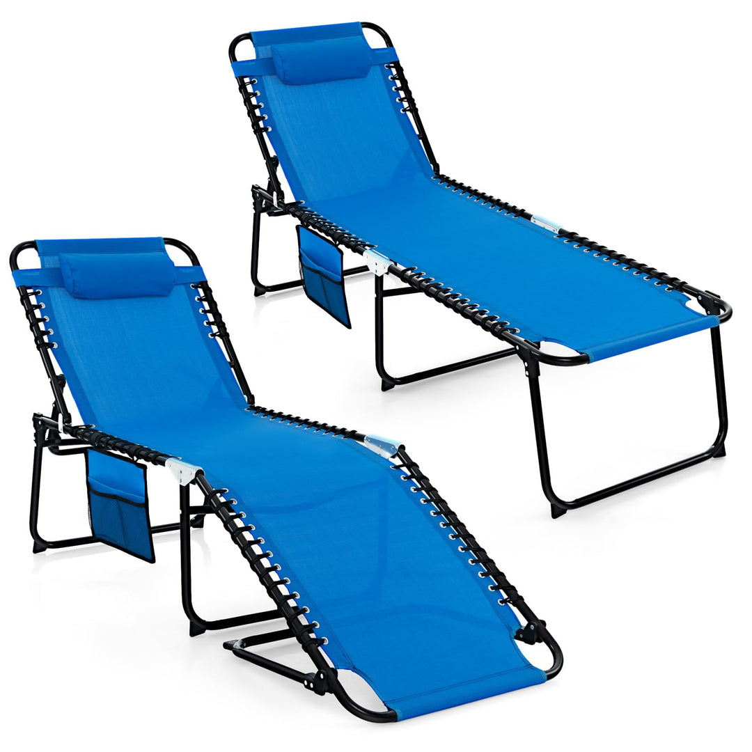 GYMAX Lounge Chairs for Outside, Extra High Folding Beach Tanning Lounger with Adjustable Backrest