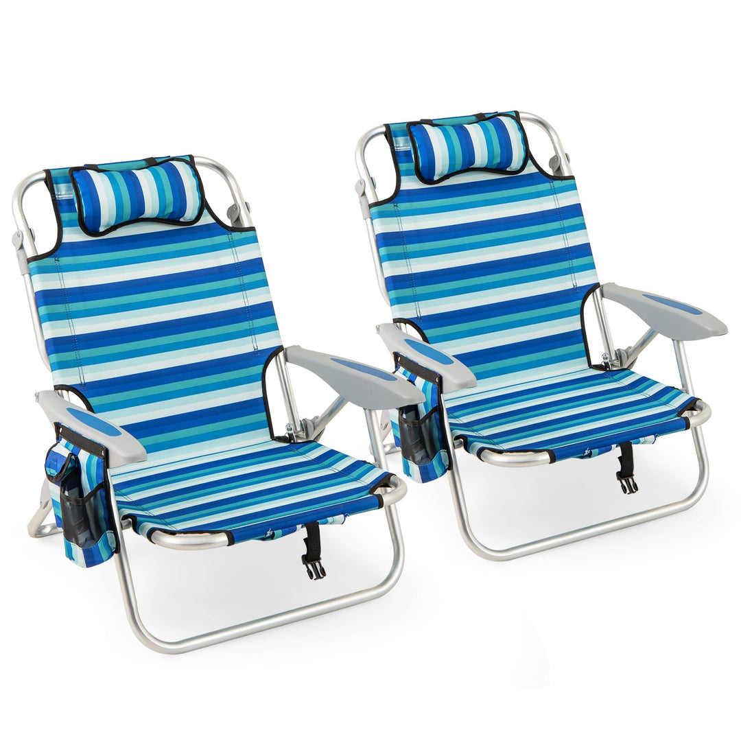 GYMAX Beach Chairs for Adults 330lbs Reclining Backpack Beach Chairs