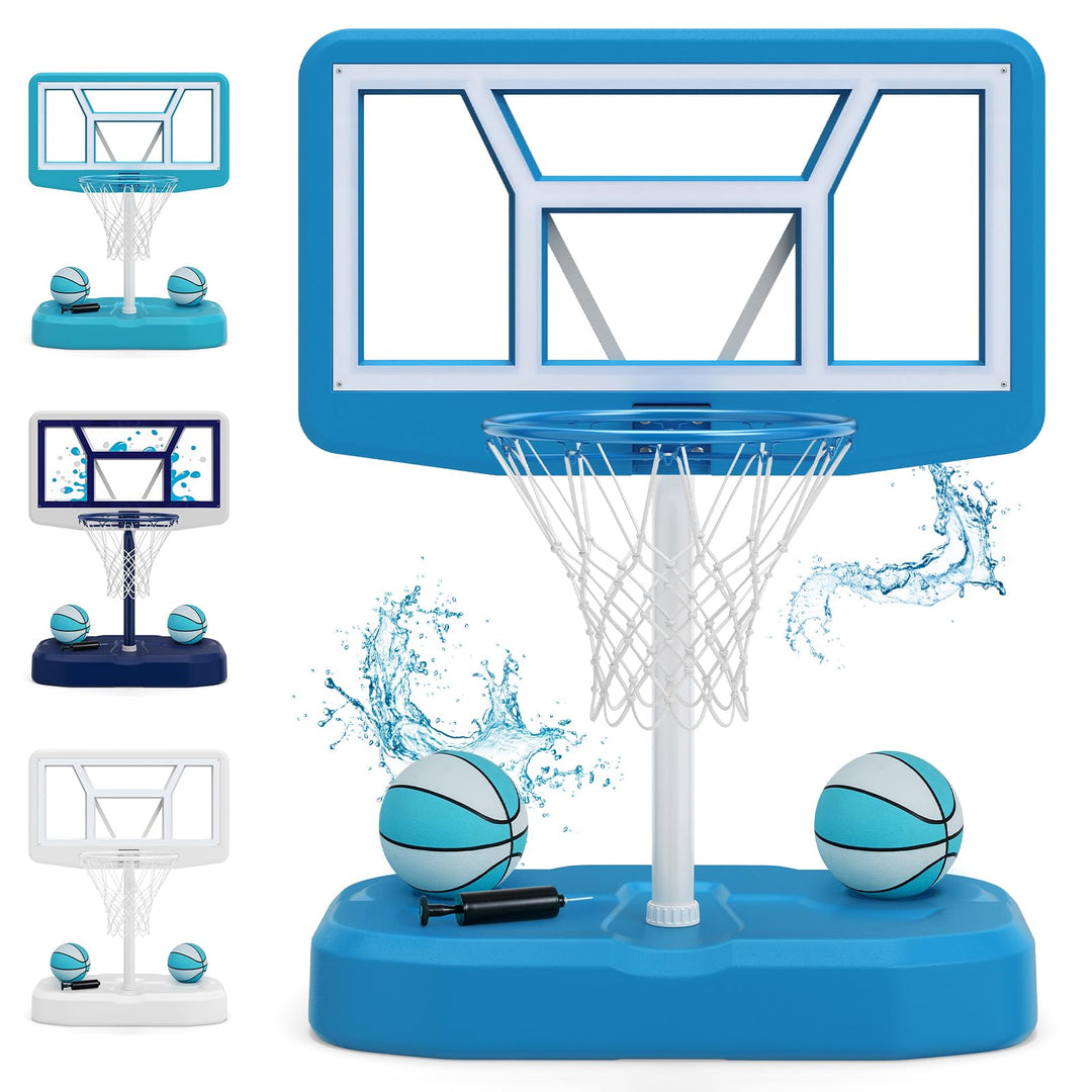 GYMAX Pool Basketball Hoop with 42" Large Backboard & 43" Base