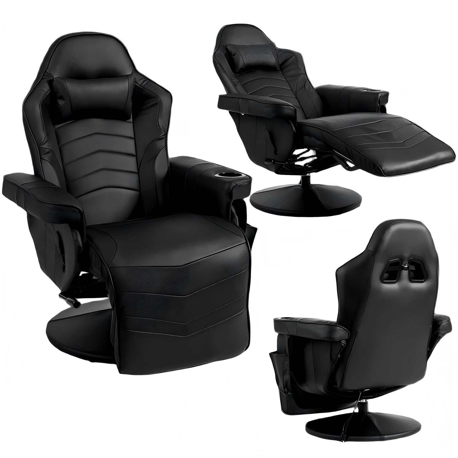 GYMAX Gaming Chair with Footrest Massage Video Game Chairs for Adults