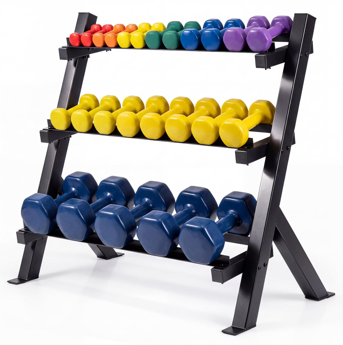 GYMAX Dumbbell Rack 3-Tier Adjustable Weight Rack for Home Gym