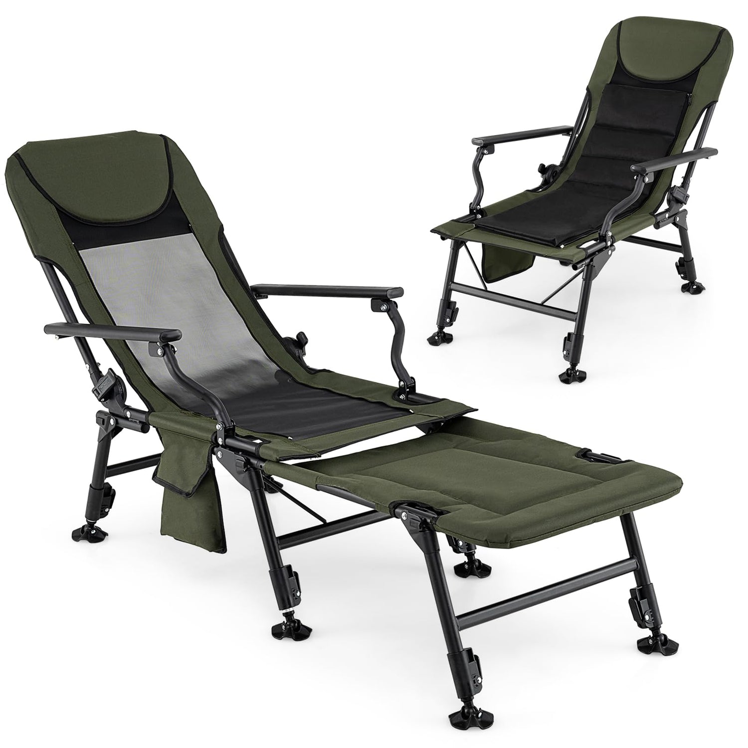 GYMAX Foldable Fishing Chair Portable Recliner