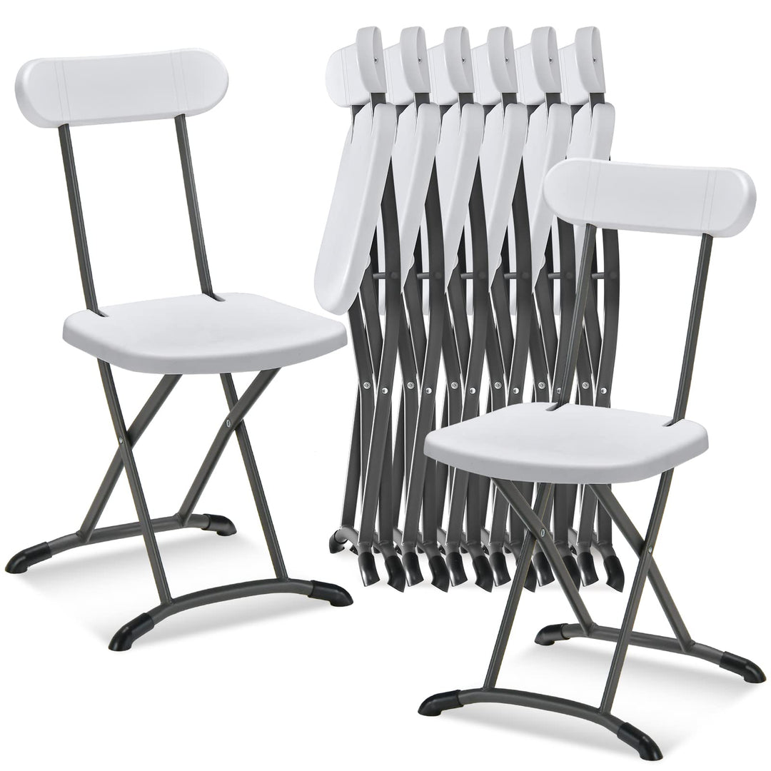 GYMAX Folding Chair, 400lbs Plastic Chairs Set with Steel Frame & Ergonomic Curved Back, Indoor & Outdoor Commercial Event Seat for Meeting
