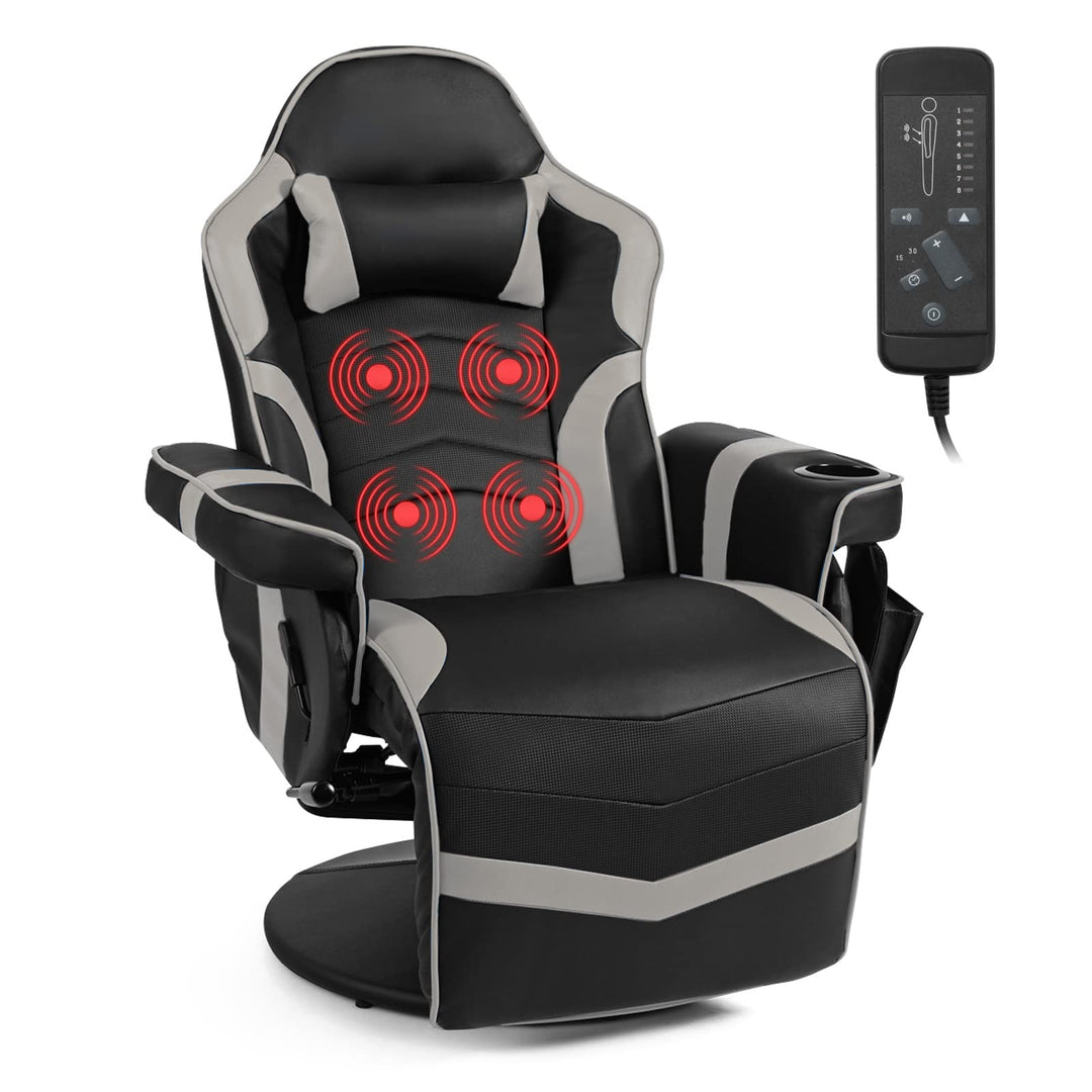 GYMAX Gaming Chair with Footrest Massage Video Game Chairs for Adults