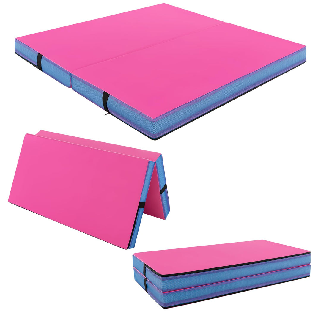 GYMAX 4' x 4' Folding Gymnastics Mat 4" Thick Bi-Fold Exercise Tumbling Mat