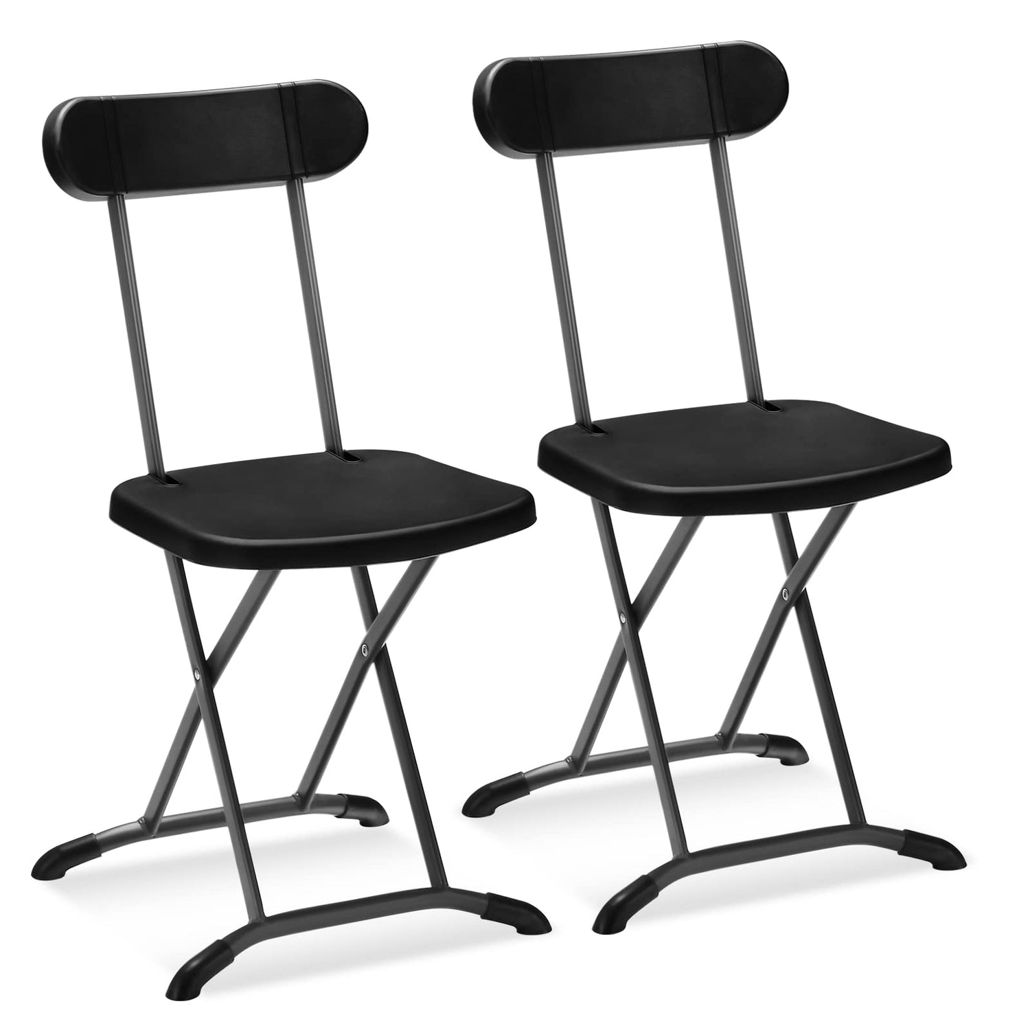 GYMAX Folding Chair, 400lbs Plastic Chairs Set with Steel Frame & Ergonomic Curved Back, Indoor & Outdoor Commercial Event Seat for Meeting