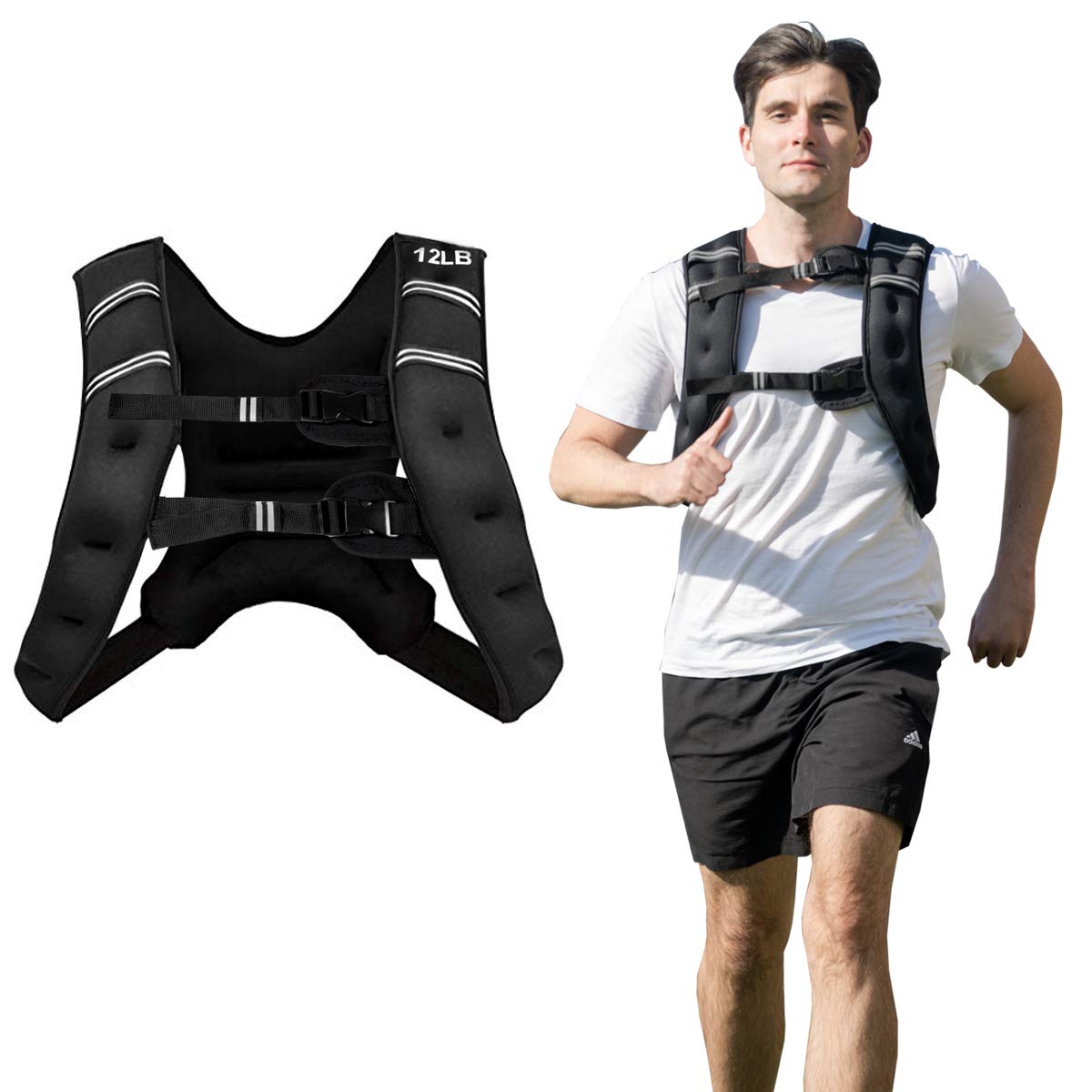 GYMAX 12lbs or 20lbs Adjustable Weight Vest for Men and Women