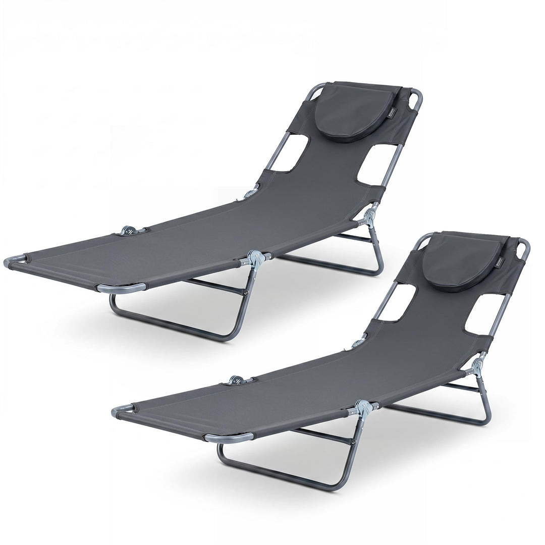 GYMAX Tanning Chair 330lbs Beach Chairs with Face Hole(1/2)