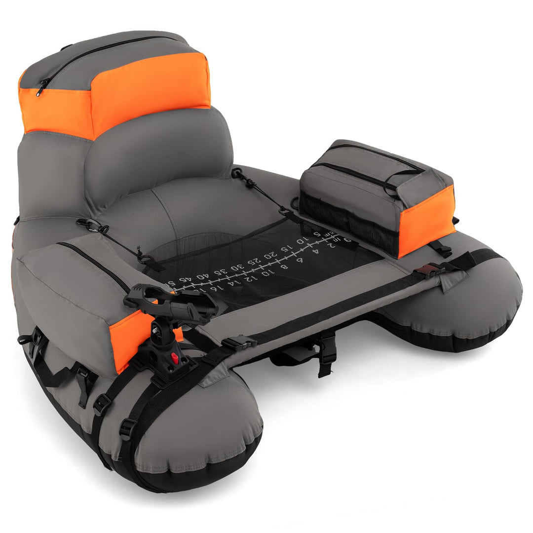 GYMAX Fishing Float Tube 350LBS Inflatable Belly Boat