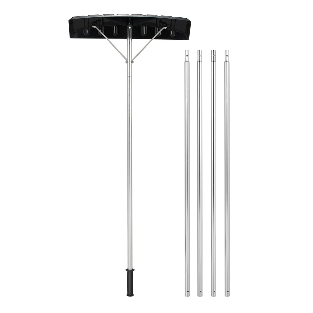 GYMAX Snow Roof Rake, 4.8-20FT Extendable Aluminum Snow Removal Tool with Anti-Slip Handle & 25” Wide Blade