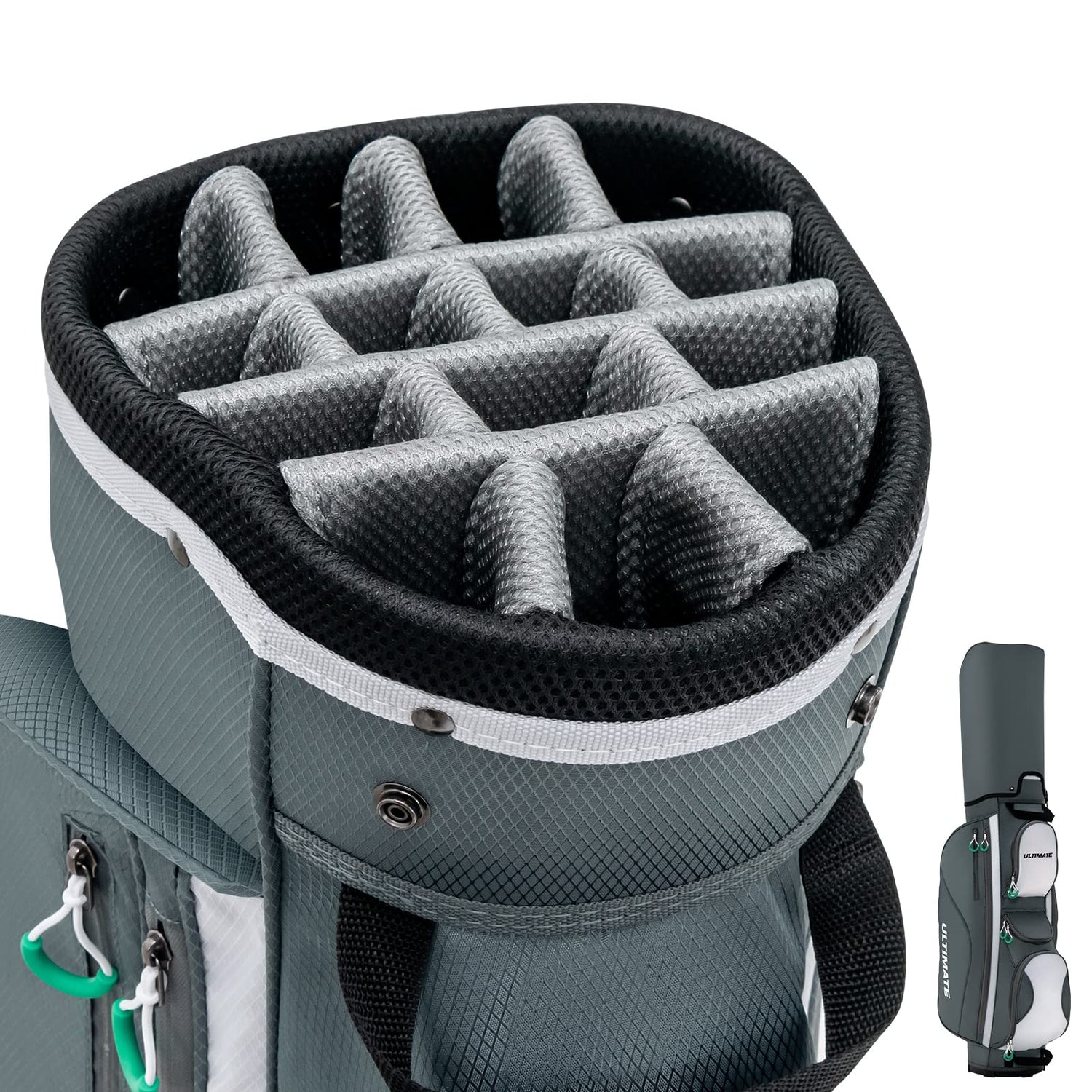 GYMAX Golf Bag, 14 Way Golf Club Bags with Rain Hood, 7 Zippered Pockets, Beverage Cooler & Dual Straps