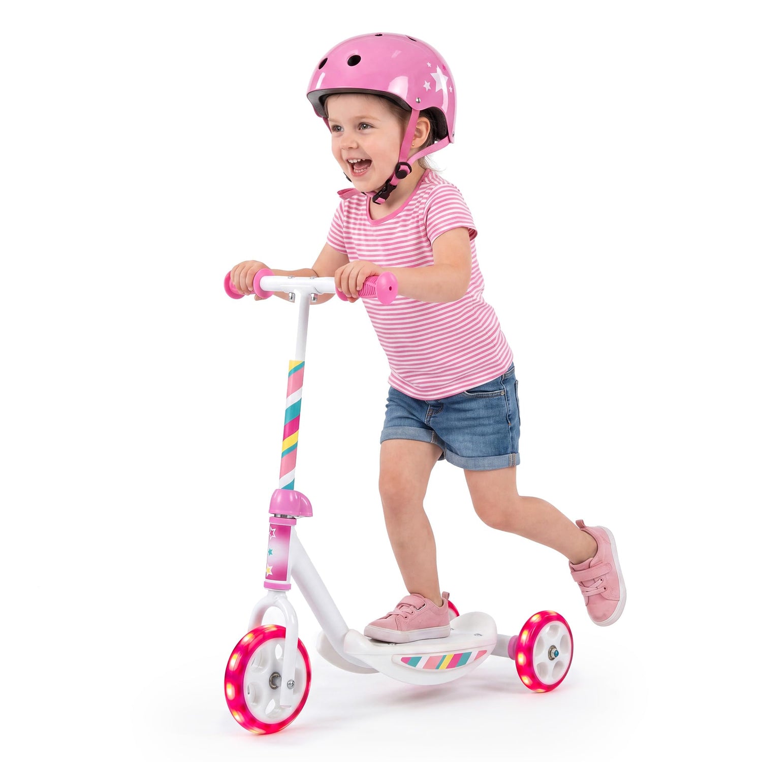 GYMAX Kick Scooter for Kids 2+/ 3 Light-up Wheels Toddler Scooter