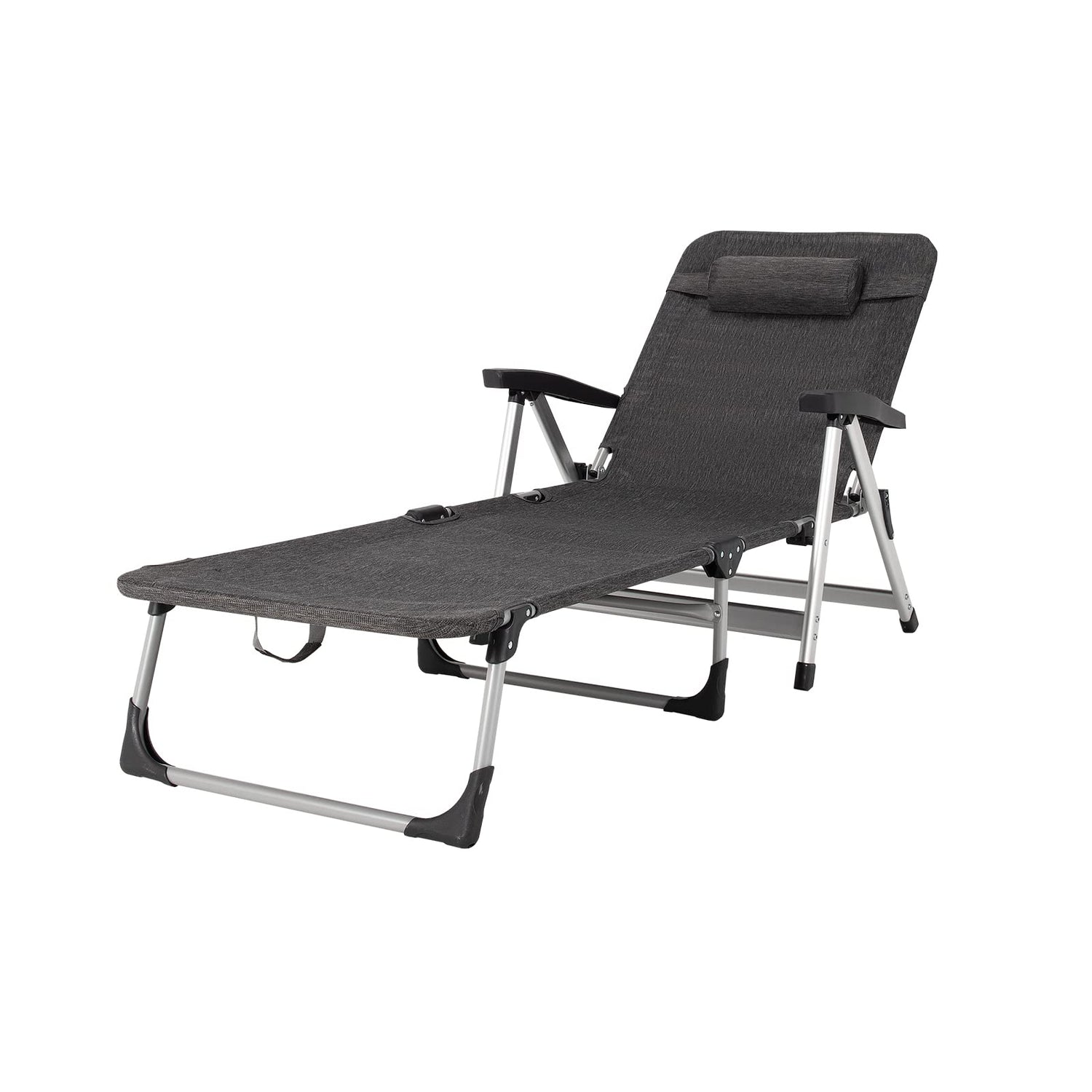 GYMAX Lounge Chair Outdoor, Chaise Lounger w/Adjustable Backrest, Cup Holder & Carry Handle, Folding Portable Tanning Layout Chair