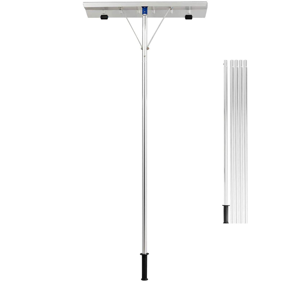 GYMAX Roof Rake, Aluminum Snow Rake for House Roof, 5' - 20' Scratch Free Roof Shovel with 26" Blade & 5-Section Extendable Handle
