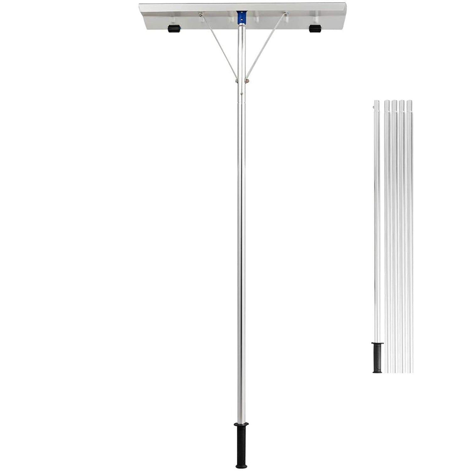 GYMAX Roof Rake, Aluminum Snow Rake for House Roof, 5' - 20' Scratch Free Roof Shovel with 26" Blade & 5-Section Extendable Handle