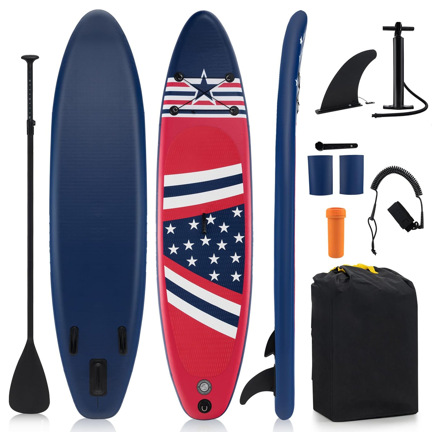GYMAX Stand Up Paddle Board, Inflatable SUP with Wide Non-Slip EVA Deck, Accessories-Leash