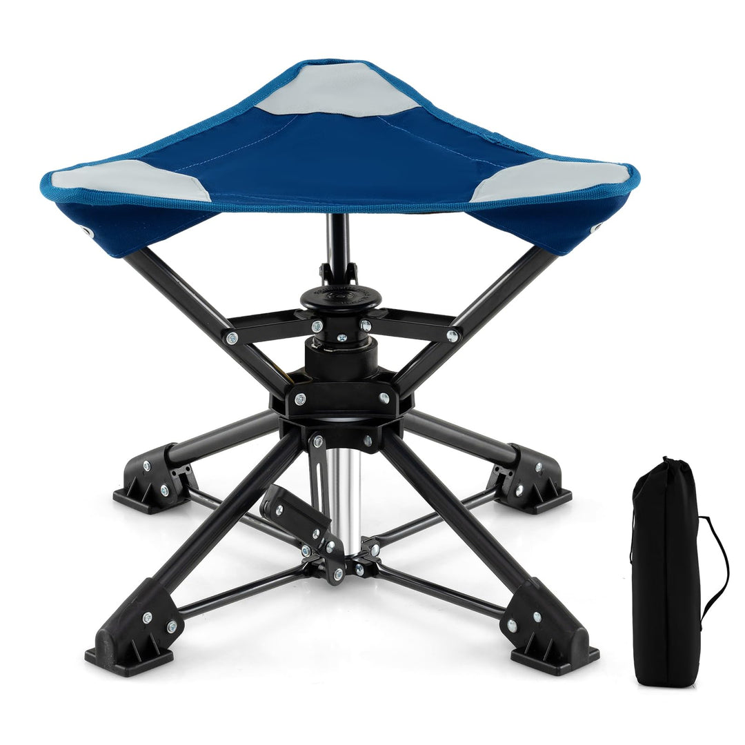 GYMAX 360° Swivel Camping Stool Portable Folding Stool Seat