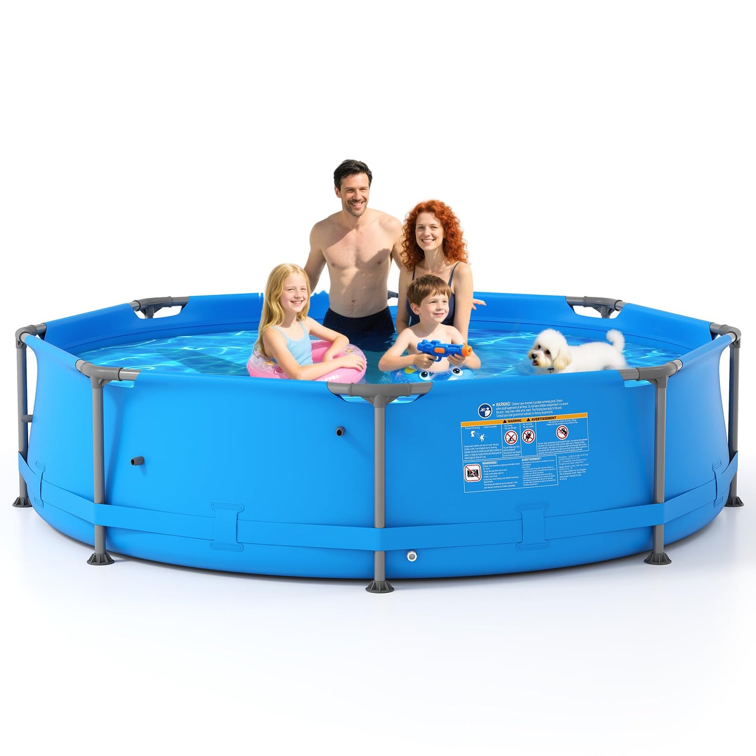 GYMAX Metal Frame Above Ground Swimming Pool