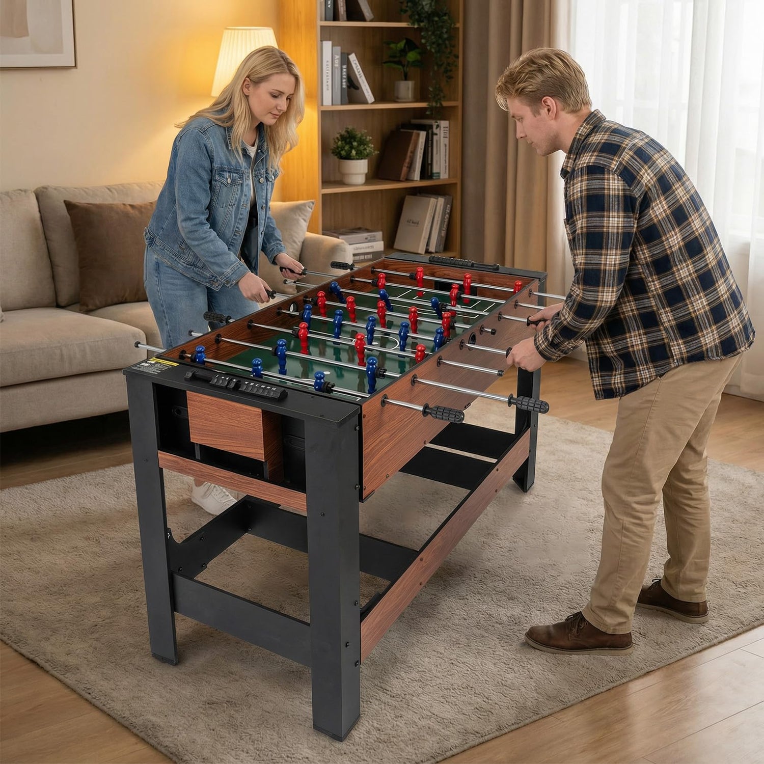 GYMAX Multi Game Table Foosball & Billiards 2-in-1 Swivel Combo Game Table