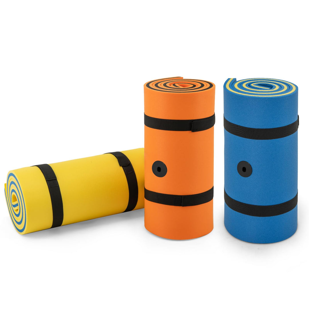 GYMAX Floating Water Mat Thick Swimming Foam Pad Hammock with Rolling Pillow Design