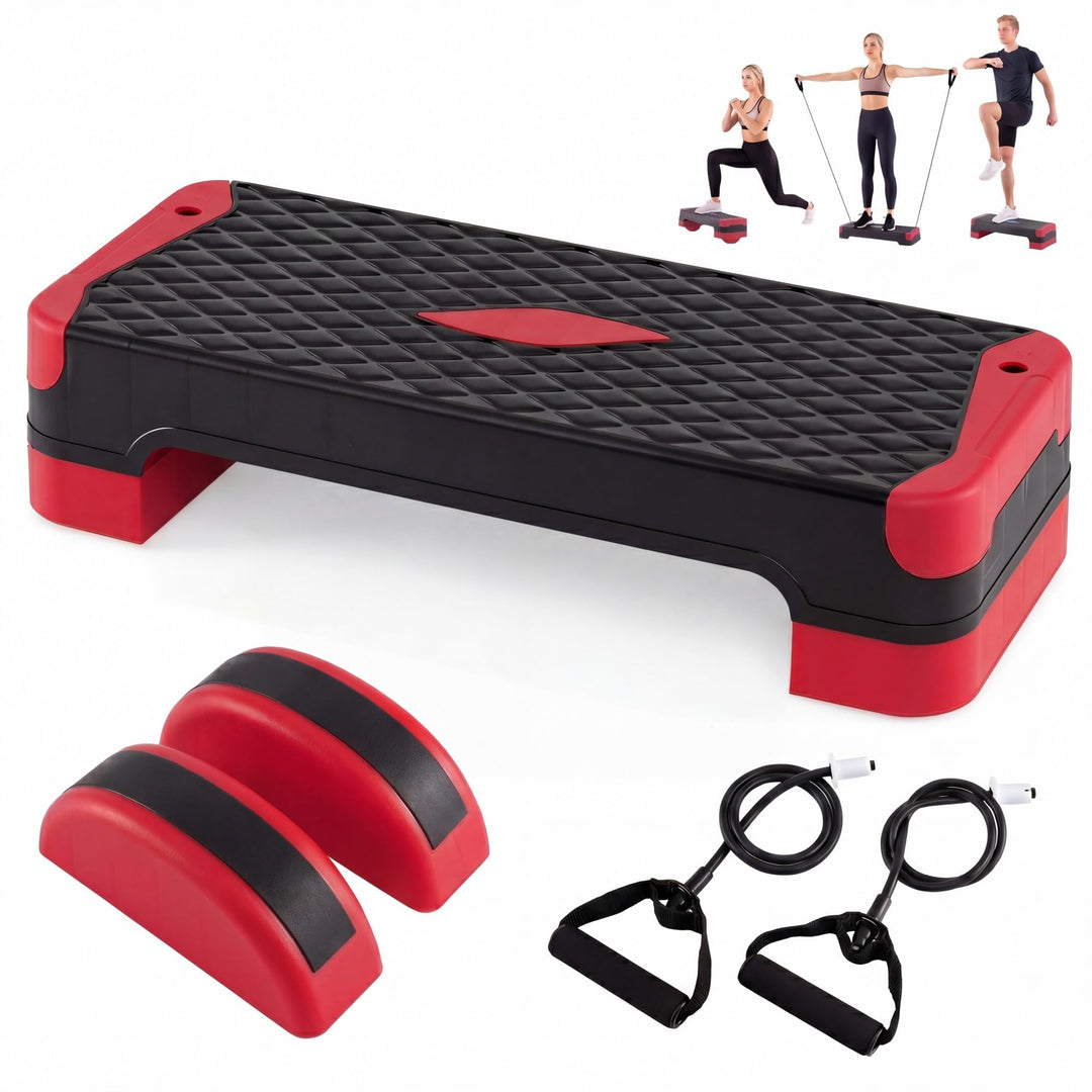 GYMAX Aerobic Step Platform 600lbs Adjustable 5 in 1 Exercise Stepper